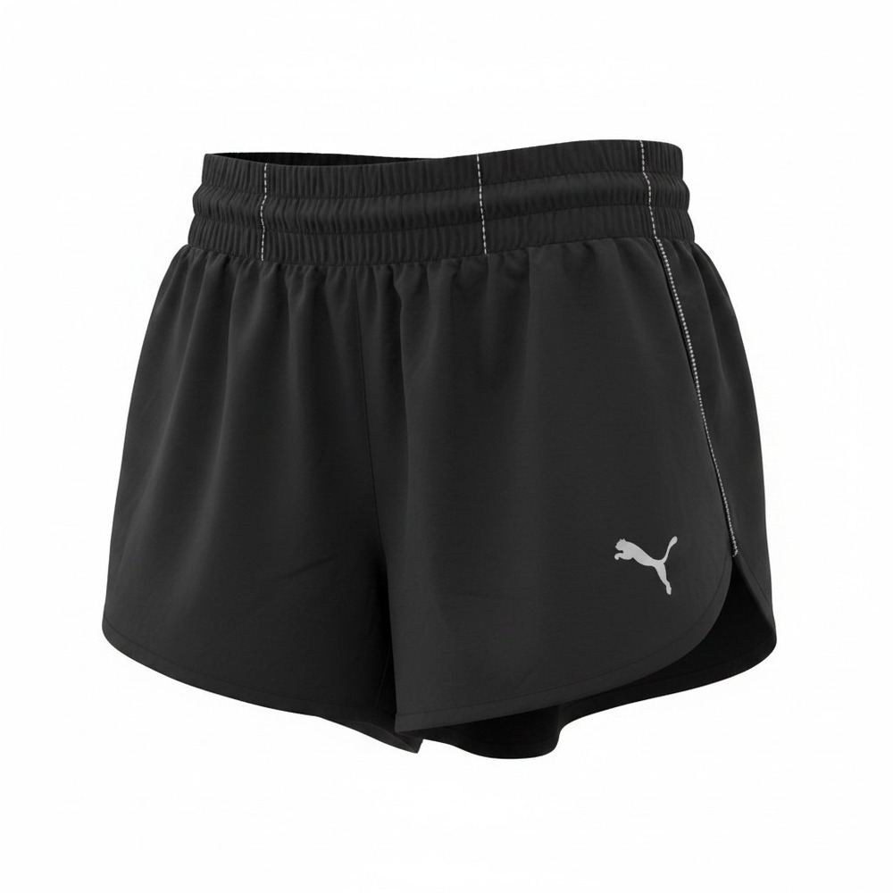 Puma Running Shorts Womens M Black Excellent Reflective Activewear 517451-01
